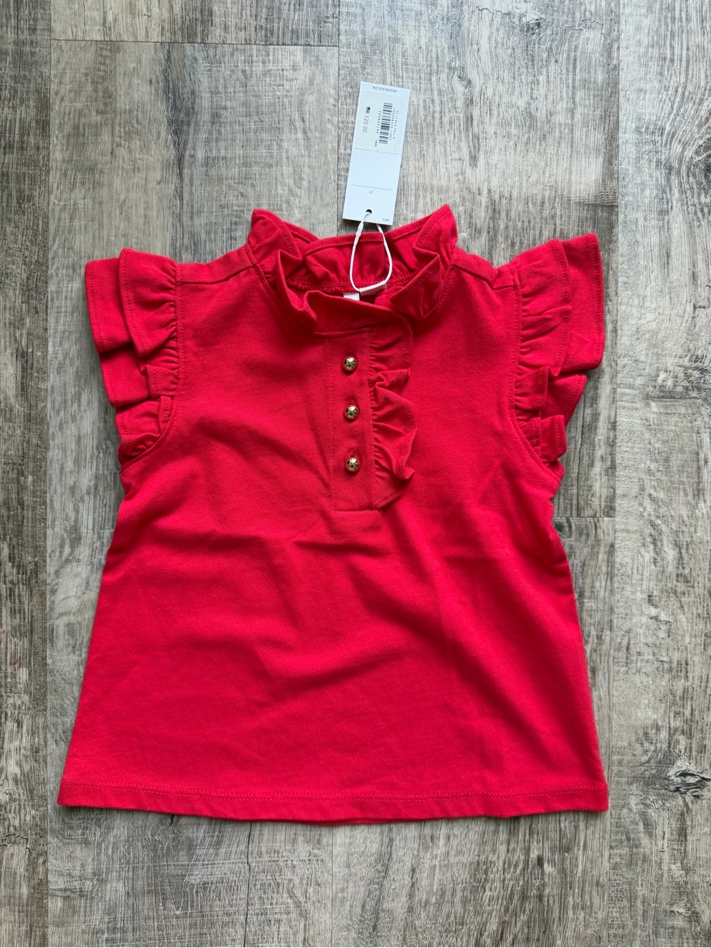Toddler Girls Red Ruffle Sleeve Polo Top 2T